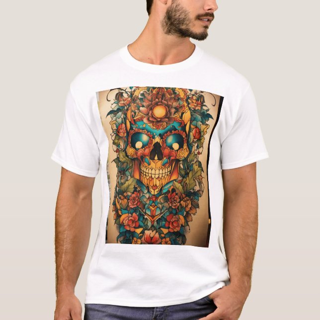 Djävulen Angel Tattoo Art T-shirt. T Shirt (Framsida)