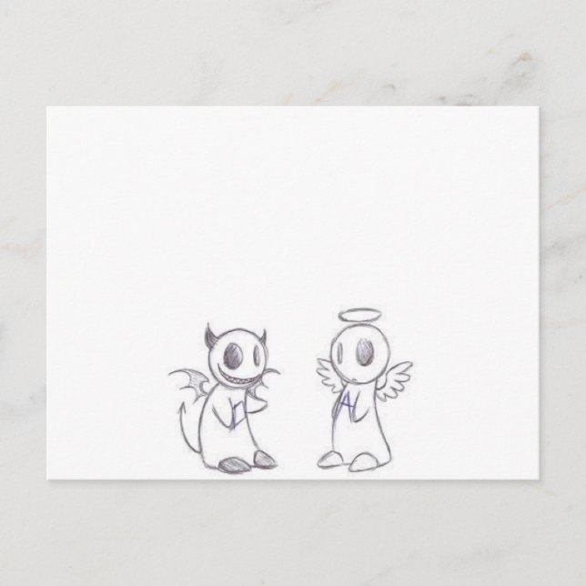 DJÄVULEN & ANGEL VYKORT (Framsida)