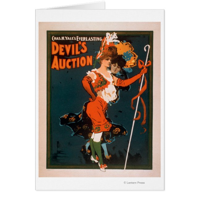 Djävulen Auction Woman i Costume Theater 3 Hälsningskort (Framsidan)