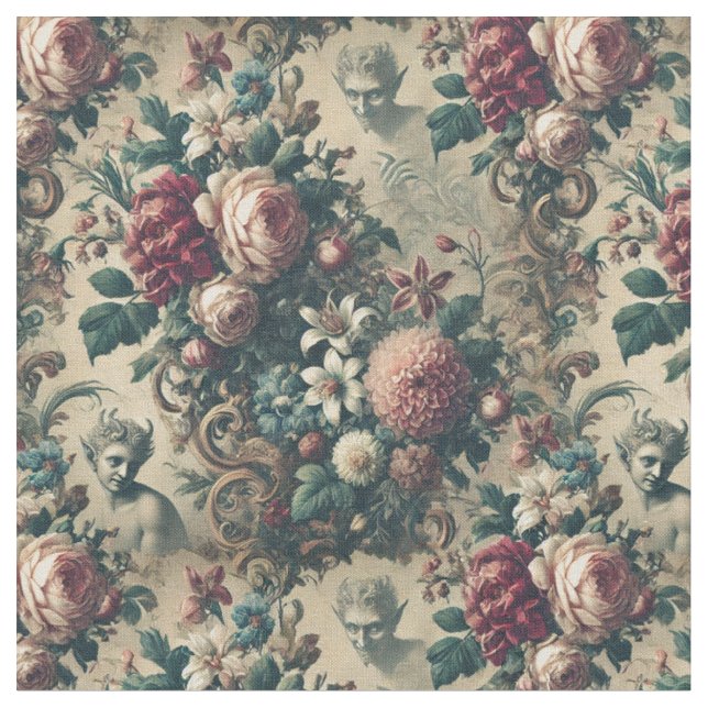 Djävulen av Dandy - Gothic Victorian Classic Tile Tyg (Närbild)