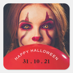 Djävulen Balloon, Happy halloween Fyrkantigt Klistermärke