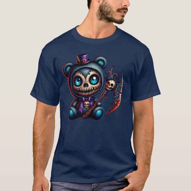 Djävulen Bear-design för Halloween T Shirt (Framsida)