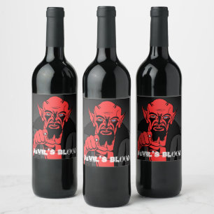 Djävulen Blood Vin Label Vinflaska Etikett