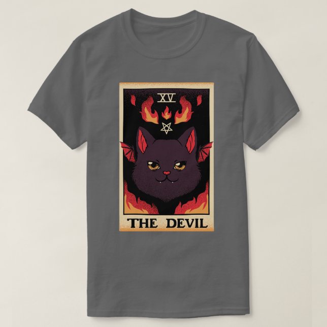 Djävulen Cat Tarot d av Tobe Fonseca T Shirt (Design framsida)
