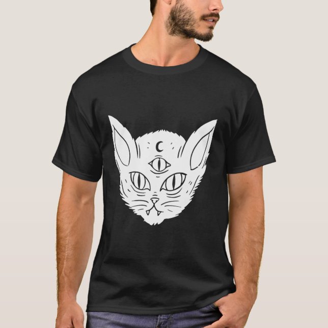Djävulen Cat Witchcraft Wicca Occult Witch Esoteri T Shirt (Framsida)