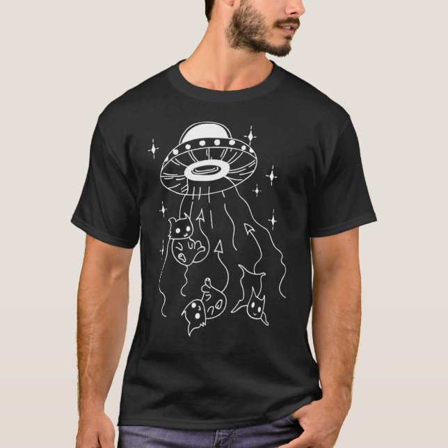 Djävulen Cats Alien Sarkastic Kitten Cute Black Ca T Shirt (Framsida)
