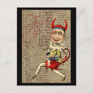 Djävulen Clown Zodiac Occult Symbols Vykort