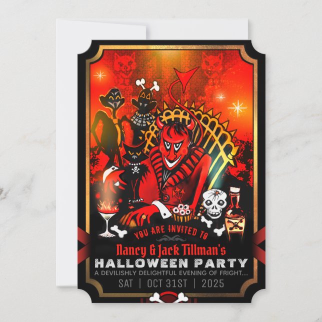Djävulen Delight Halloween fest-inbjudan Inbjudningar (Framsida)