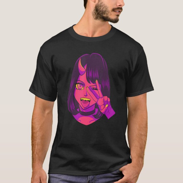 Djävulen Demon Girl Acid Pixie Aesthetic Satanic G T Shirt (Framsida)