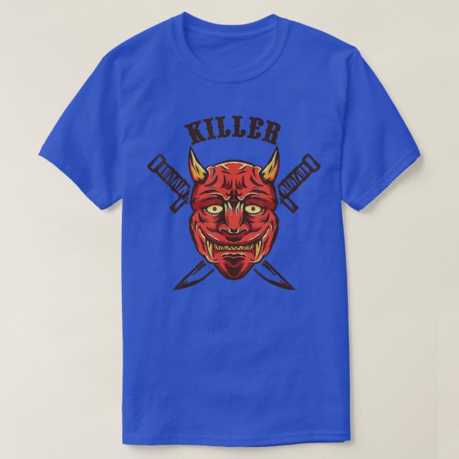 Djävulen Demon Oni Killer Japanesse Samurai Katana T Shirt (Design framsida)