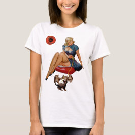 Djävulen domstolen Retro Pin-Up Girl Hundar T Shirt