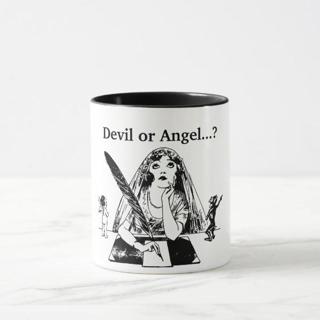 Djävulen eller ängel - Vintage Black & White Coffe Mugg (Center)