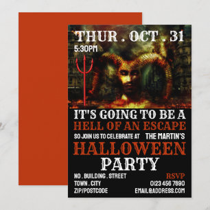 Djävulen Fan Theme, Escape Room Halloween fest Inbjudningar