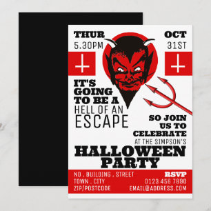 Djävulen Fan Theme, Escape Room Halloween fest Inbjudningar