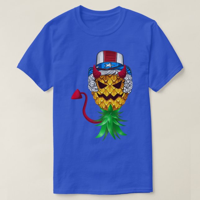 Djävulen farbror Sam Hat uppifrån och ned Pineappl T Shirt (Design framsida)