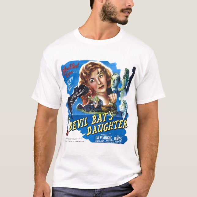 Djävulen Fladdermus Ddotter, vintagens skräckfilm  T-shirt (Framsida)