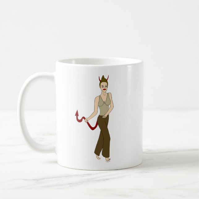 djävulen flicka kaffemugg (Vänster)