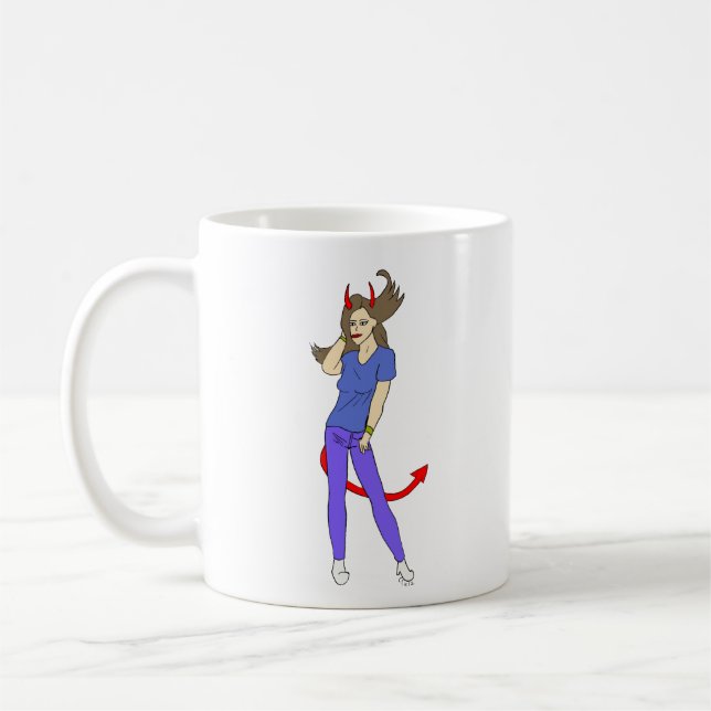 djävulen flicka kaffemugg (Vänster)