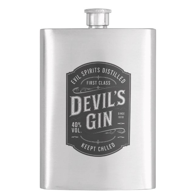 Djävulen Gin Halloween fest Vintage Fickplunta (Framsidan)