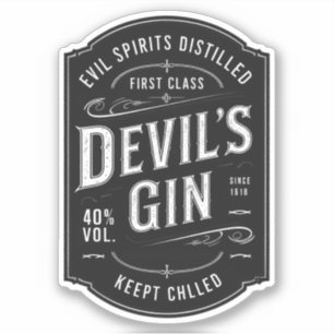 Djävulen Gin Label Sticker Klistermärken