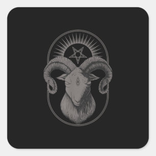 Djävulen goat Pentagram Baphomet Satan Occult Sat Fyrkantigt Klistermärke