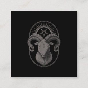 Djävulen Goat Pentagram Baphomet Satan Occult Sat Fyrkantigt Visitkort