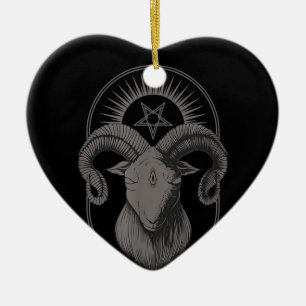 Djävulen goat Pentagram Baphomet Satan Occult Sat Julgransprydnad Keramik