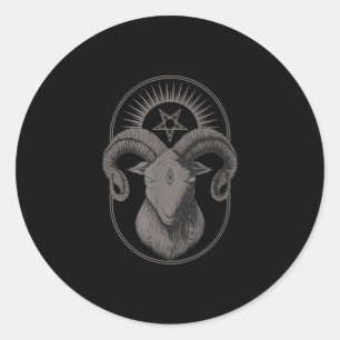 Djävulen goat Pentagram Baphomet Satan Occult Sat Runt Klistermärke