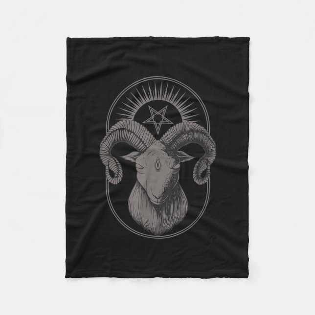 Djävulen Goat Pentagram Baphomet Satan Occult Sata Fleecefilt (Framsidan)
