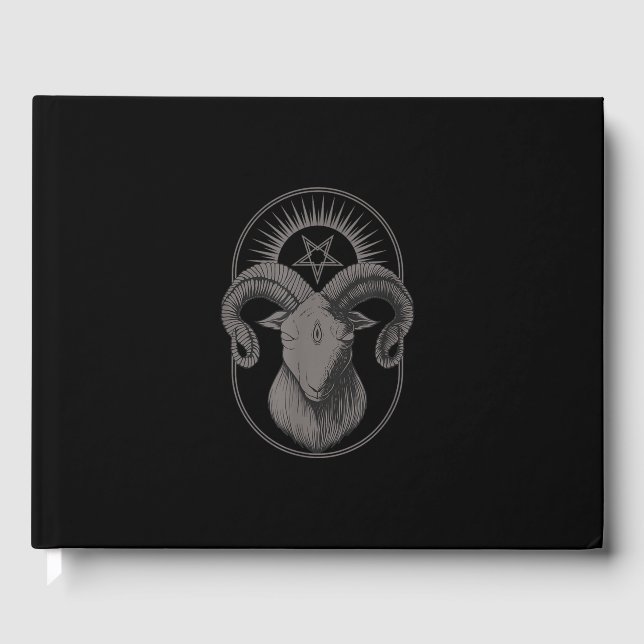 Djävulen Goat Pentagram Baphomet Satan Occult Sata Gästböcker (Framsida)