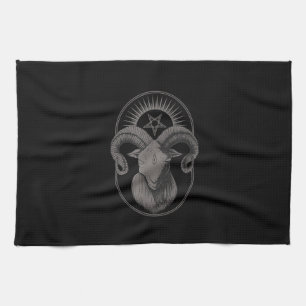 Djävulen Goat Pentagram Baphomet Satan Occult Sata Kökshandduk