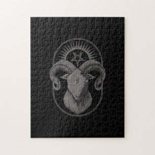 Djävulen Goat Pentagram Baphomet Satan Occult Sata Pussel