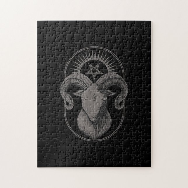 Djävulen Goat Pentagram Baphomet Satan Occult Sata Pussel (Vertikal)