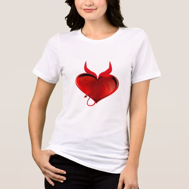 Djävulen Heart Shirt T Shirt (Framsida)