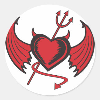 Djävulen Hearts Runt Klistermärke