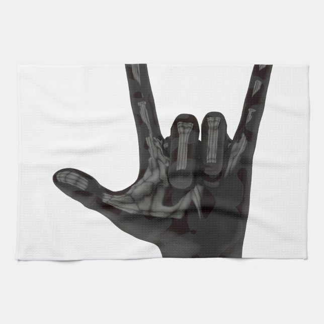 djävulen horns hand kökshandduk (Horisontell)