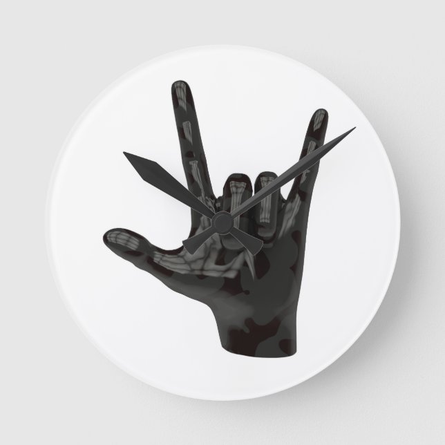 djävulen horns hand rund klocka (Framsida)