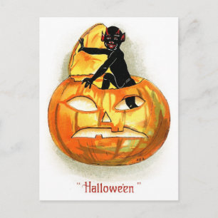 Djävulen kommer ut för att spela på Halloween! Vykort