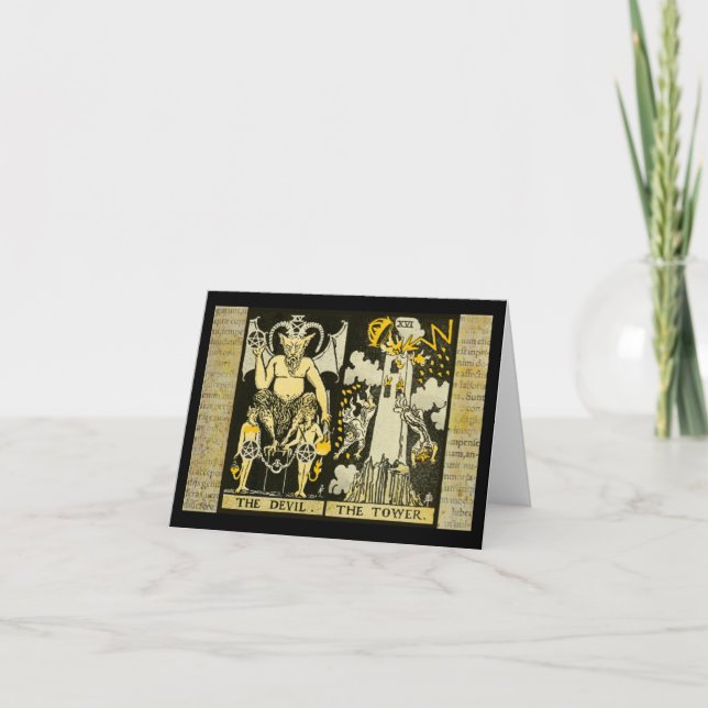 Djävulen och Torn Tarot Kort (Framsida)