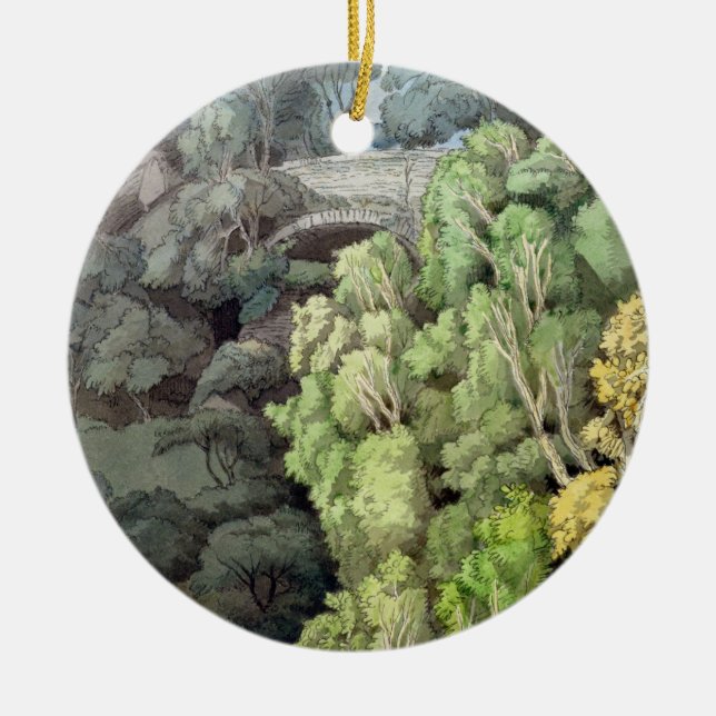 Djävulen överbryggar, 1810 (med skriva w/c & bläck julgransprydnad keramik (Framsidan)