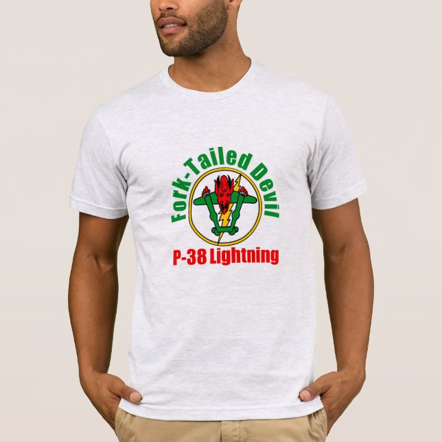 Djävulen P-38 Blixtnedslag Logotyp T-Shirt (Framsida)