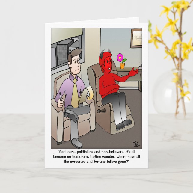 Djävulen Psychiatrist Greeting Card Kort (Gul blomma)