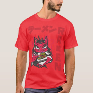 Djävulen Ramen Anime Noodles Kawaii japansk Sketch T Shirt