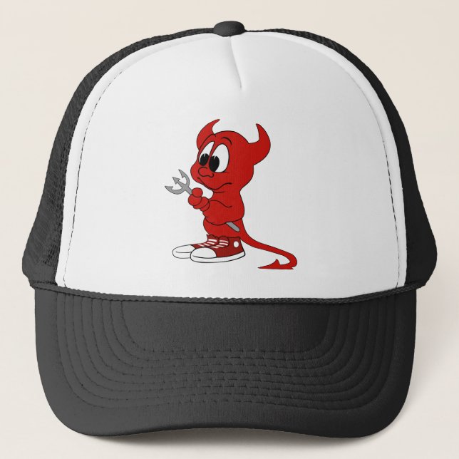 Djävulen Red Demon Tecknad Satan Evil helvetHeat Keps (Framsida)