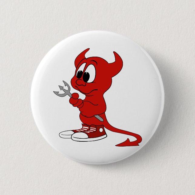 Djävulen Red Demon Tecknad Satan Evil helvetHeat Knapp (Framsida)