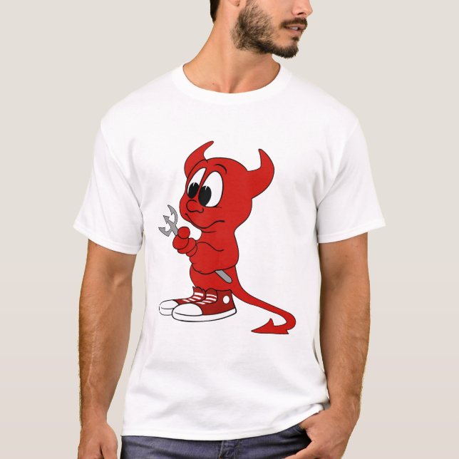 Djävulen Red Demon Tecknad Satan Evil helvetHeat T Shirt (Framsida)