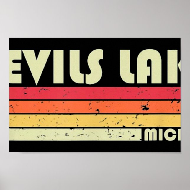 DJÄVULEN SJÖ, MICHIGAN Fishing Camping Poster (Framsidan)