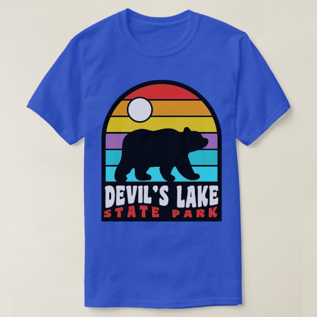 Djävulen Sjö State Park Wisconsin Retro Sunset Bea T Shirt (Design framsida)