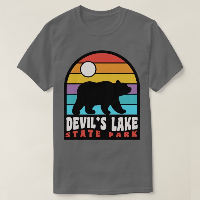 Djävulen Sjö State Park Wisconsin Retro Sunset Bea T Shirt (Design framsida)