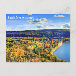 Djävulen Sjö Wisconsin Postcard Vykort
